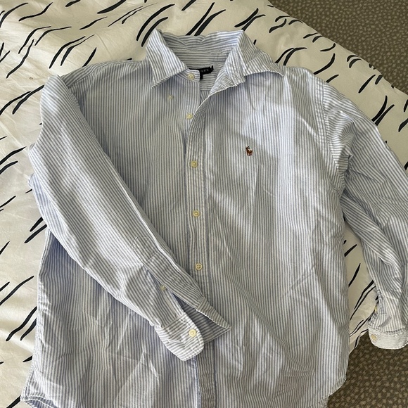 Ralph Lauren Polo Blue/White Striped Button Down - Picture 1 of 4